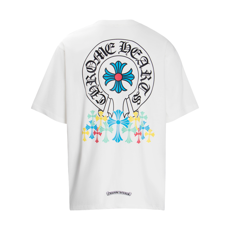 Chrome Hearts Multi-Design Gothic Cross & Horseshoe Graphic T-Shirts (Black/White)