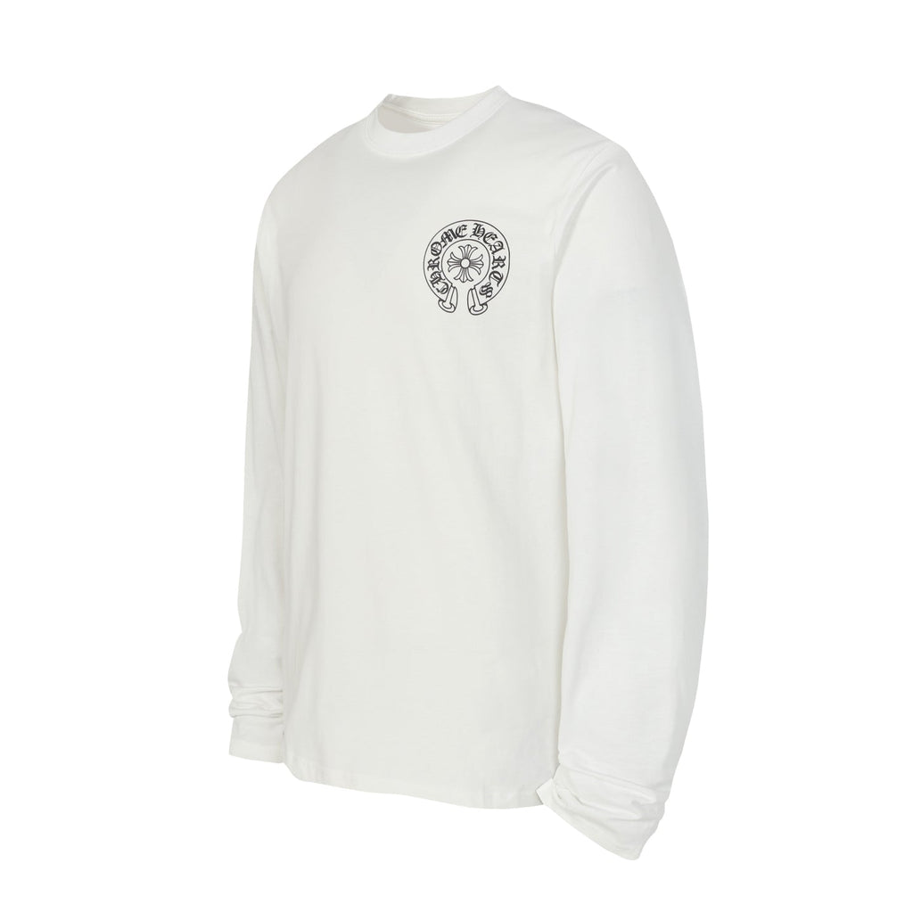 Chrome Hearts Logo Flag Long Sleeve Tee - Black White Gothic Street T-Shirt K2126
